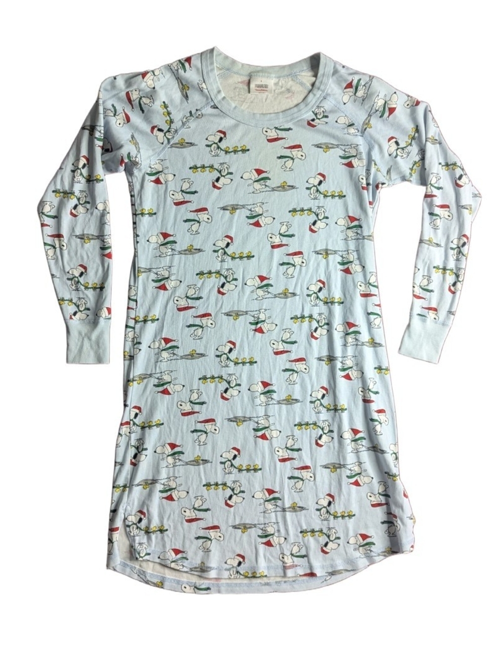 Hanna Andersson Womens Peanuts Snoopy Nightgown Blue Long Sleeve Size Small
